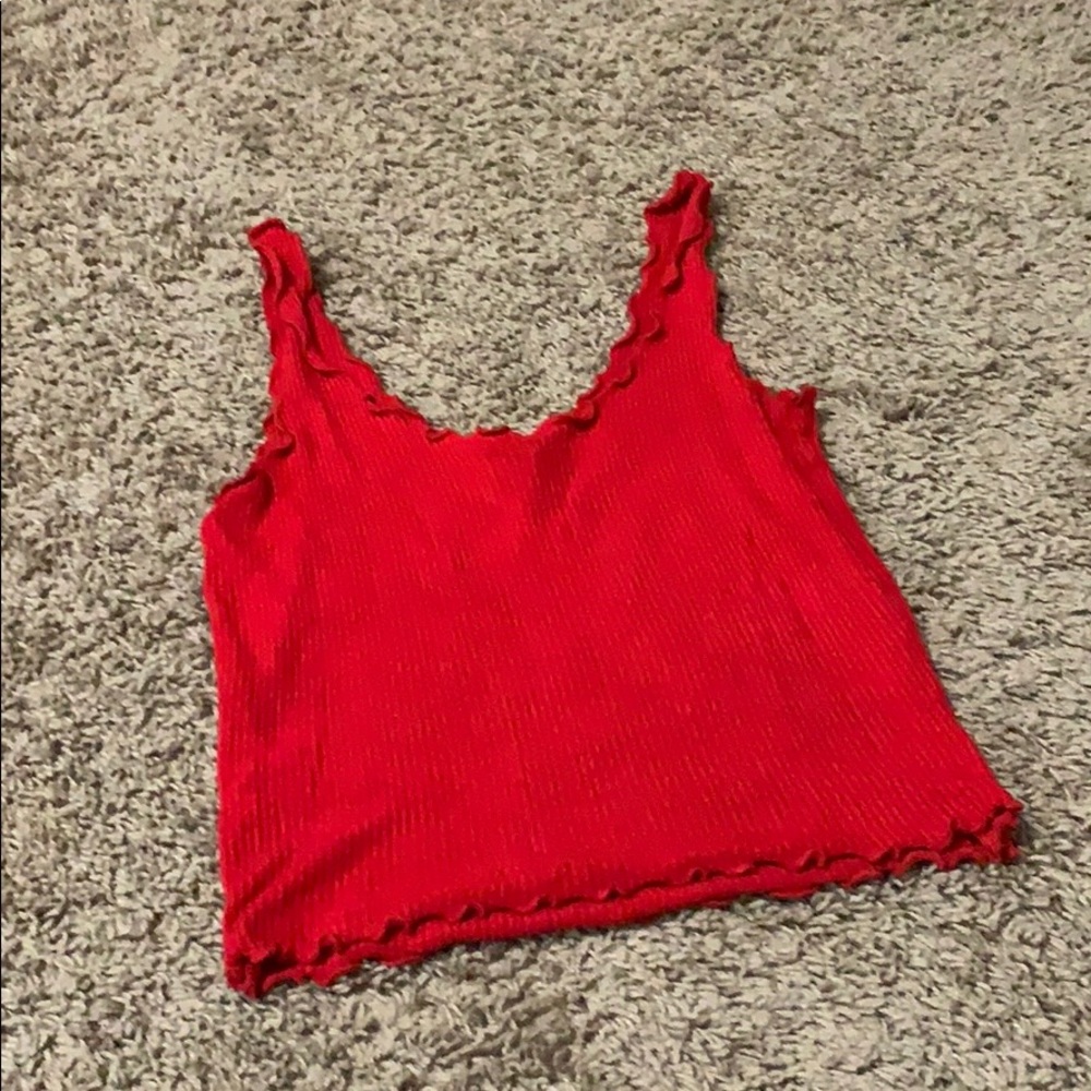 Red ribbed crop top